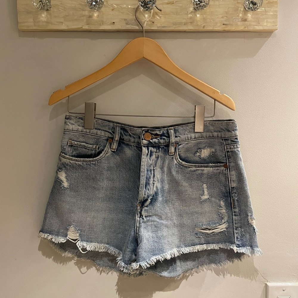 Light wash high rise denim shorts